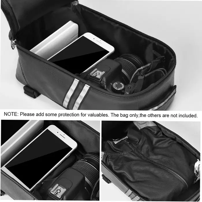 Sac de coffre de vélo 7L en polyester et PU noir avec housse de pluie étanche pour VTT et vélo de route