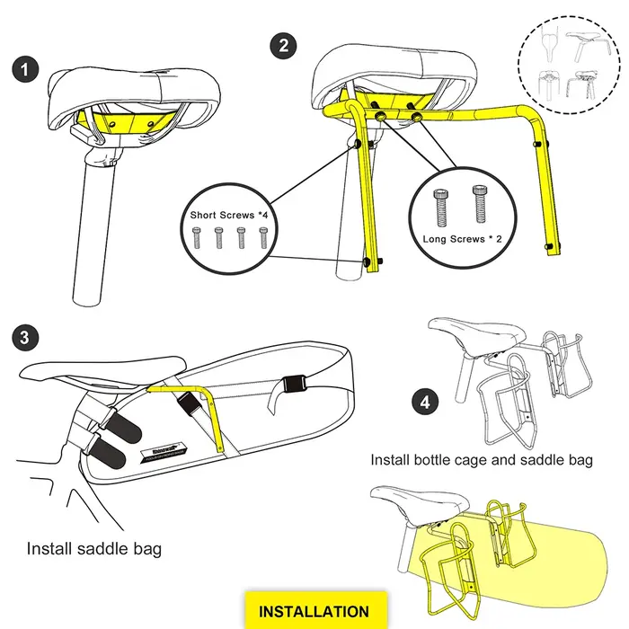 Rhinowalk Support de stabilisateur de selle de vélo Support de montage de siège arrière Support de p