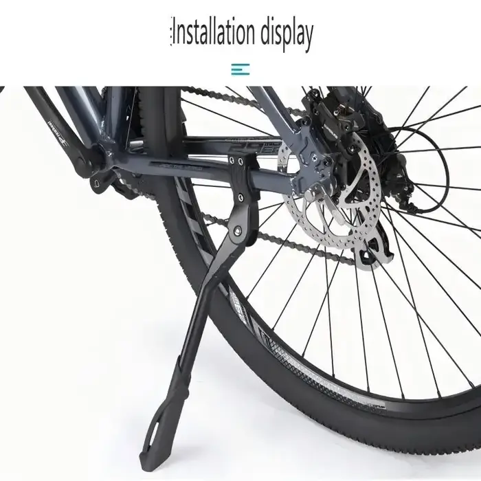Béquille de vélo réglable en alliage d'aluminium noir robuste pour vtt vélo électrique pliant et véhicule de neige 24 à 29 pouces