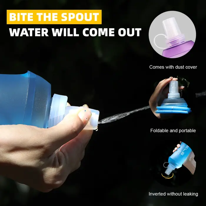 WRELS Sport de plein air bouteille d'eau Camping course vélo doux pliant TPU flacon souple sac d'eau
