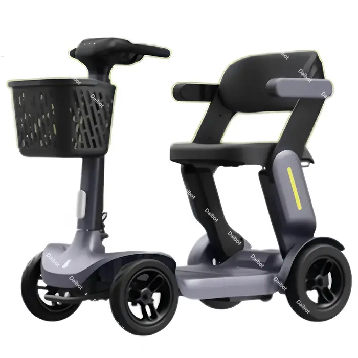Scooter électrique intelligent pré-assemblé pliable à 4 roues pour adultes âgés handicapés avec détection de siège