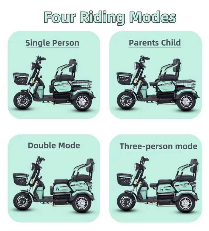 Tricycle électrique à 3 places pour adultes