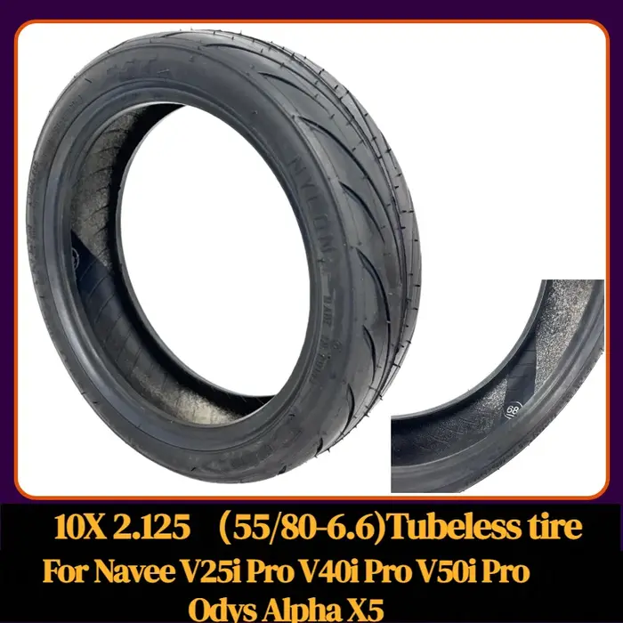 Pneu tubeless 10X2.125 55/80-6.6 pour trottinettes électriques Navee V25i Pro