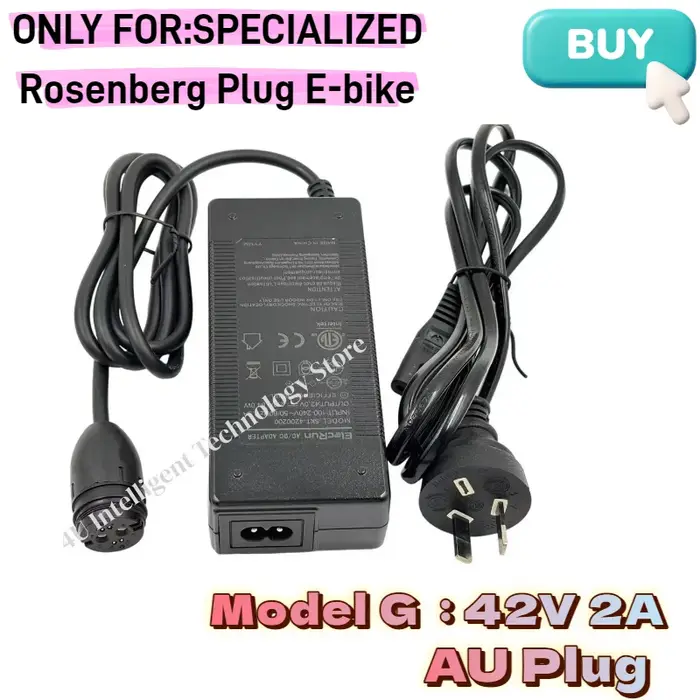 Chargeur de vélo électrique Elecrun 42V 4A /2A compatible avec la batterie Li-Ion 36V RoPd 6 broches Specialized Turbo