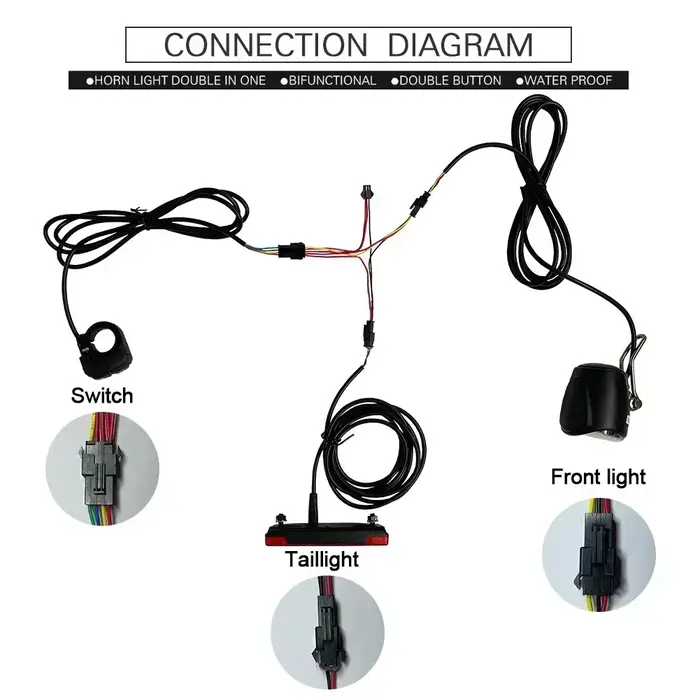 Enquêter arrière LED pour vélo électrique, éclairage de sauna pour vélo électrique, klaxon arrière,