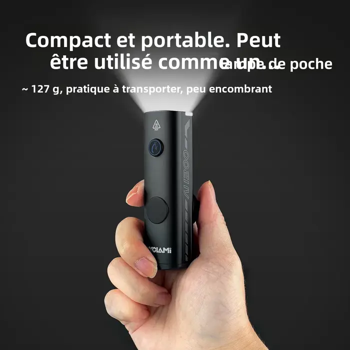 Phare de vélo VTT et route puissant 1200 Lumens en alliage d'aluminium étanche IPX6 avec batterie 2500 mAh et quatre modes d'éclairage pour cyclisme nocturne