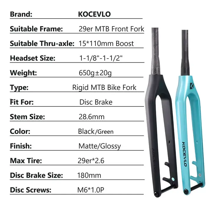 Fourche rigide vtt en carbone 29ER pour vélo de montagne, cadre 29 pour cadre de vélo vtt 29 180mm,