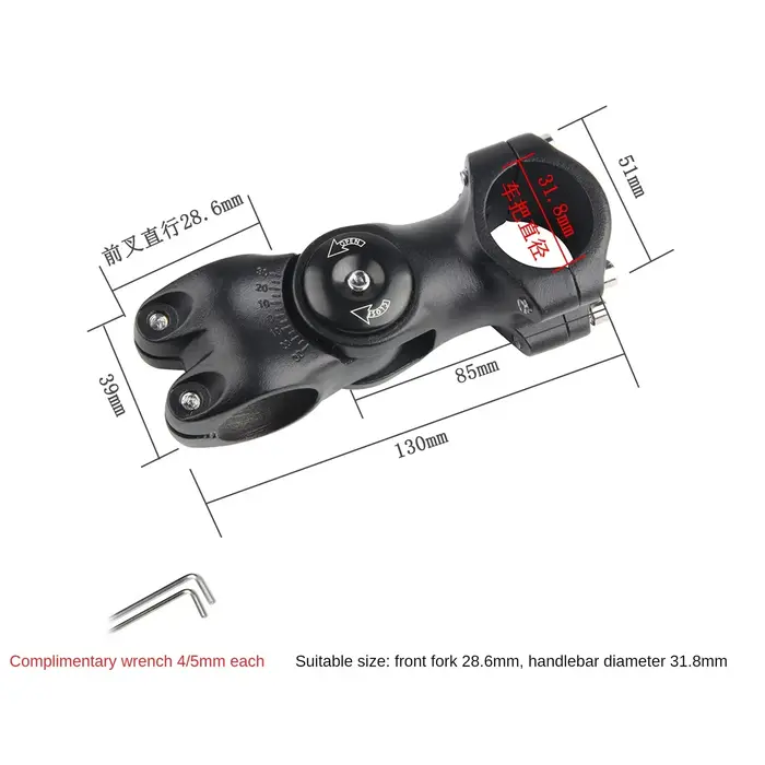 Tige de guidon de vélo réglable, Angle Variable de 60 degrés, en alliage d'aluminium, Riser de guido