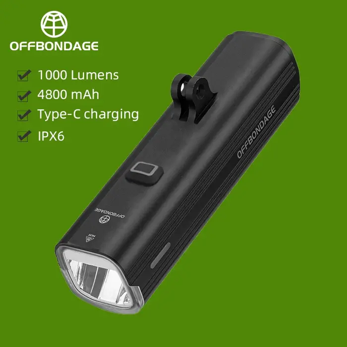 OFFBONDAGE vélo avant lumière étanche à la pluie USB Rechargeable
