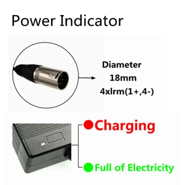 Chargeur de batterie au lithium pour vélo électrique 42V 2A