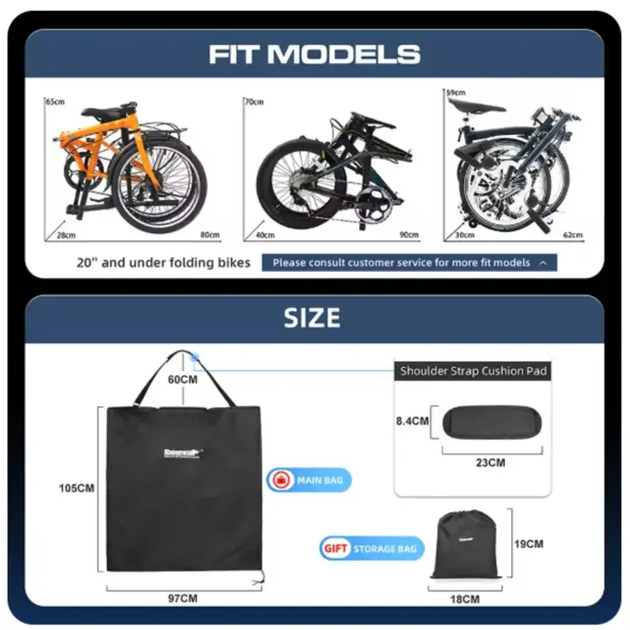 Bal inowalk-Juste de transport pour vélo électrique pliant, sac de voyage, 20"