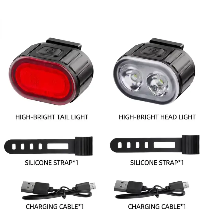 Kit d'éclairage LED pour vélo - Feux avant et arrière pour vélo