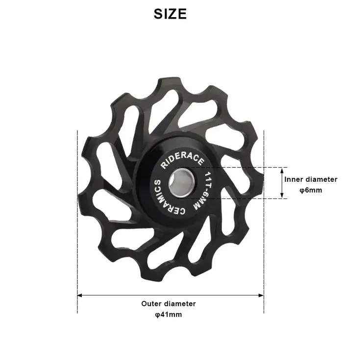 RIDERACE-Poulie de dérailleur arrière en céramique, roulement de guidage 11T, poulie jockey pour vélo de route, pièce VTT, AL7075, 4mm, 5mm, 6mm