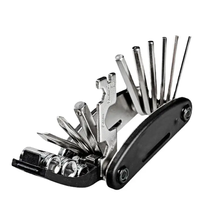 Kit d'outils multifonction pour vélo 16-en-1, kit d'outils pliable pour le cyclisme, kit d'outils de