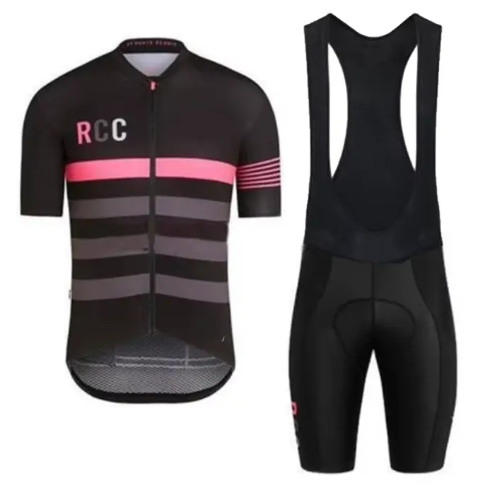 Ensemble de maillot de cyclisme rose RCC à manches courtes pour hommes