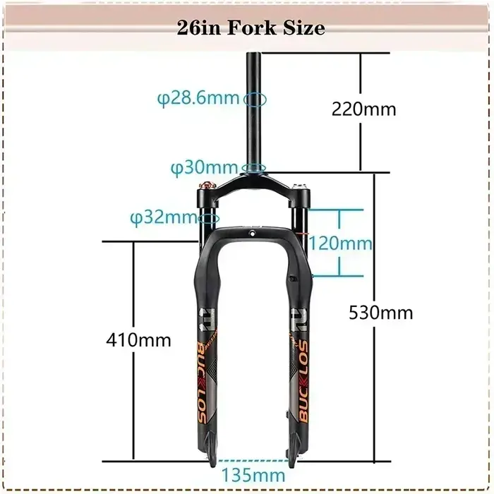 BUCKKub26X4.0-Fourche de vélo à suspension pneumatique