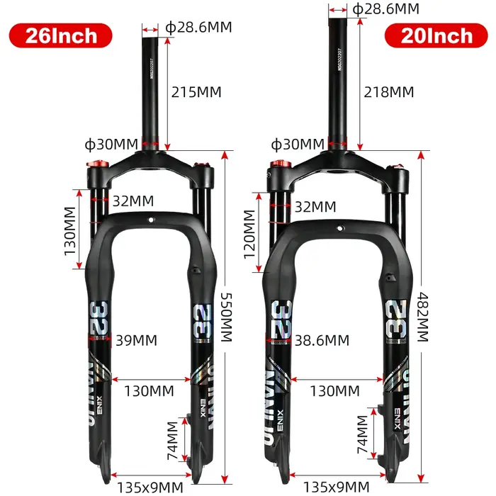 Nanlio – fourche de Suspension Fat Bike 20/26 pouces
