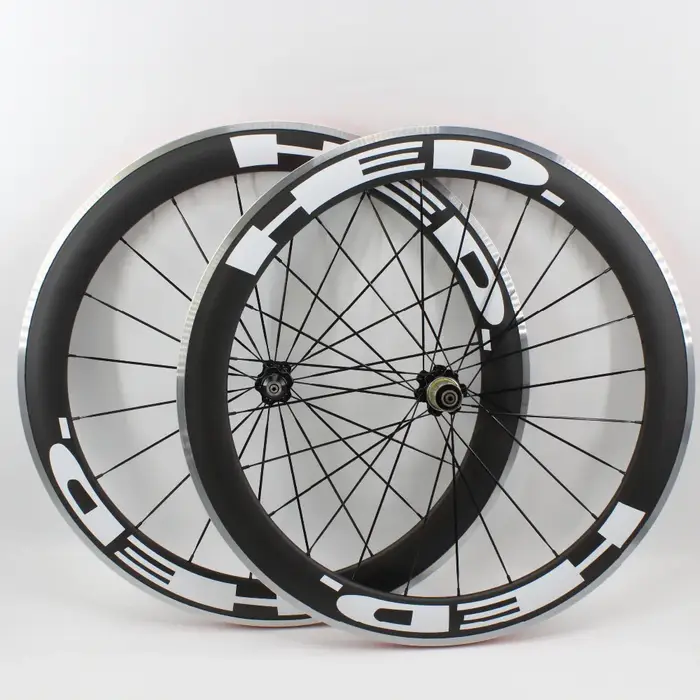 Paire de roues de vélo de route en carbone UD mat, surface de freinage en alliage, brochettes à rayo