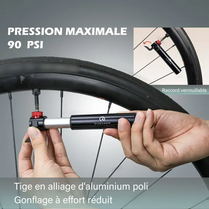 Mini pompe à vélo portable, gonfleur manuel pour pneus et ballons, compatible valves Schrader, Presta et Clik, accessoires pour VTT et vélo de route