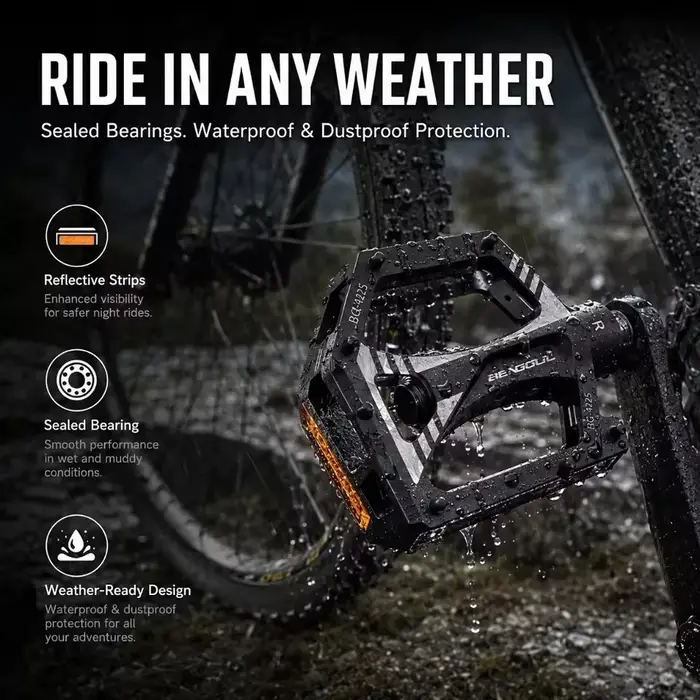 Pédales plates de vélo antidérapantes avec double roulement étanche pour VTT et route haute performance en robuste pour terrain accidenté