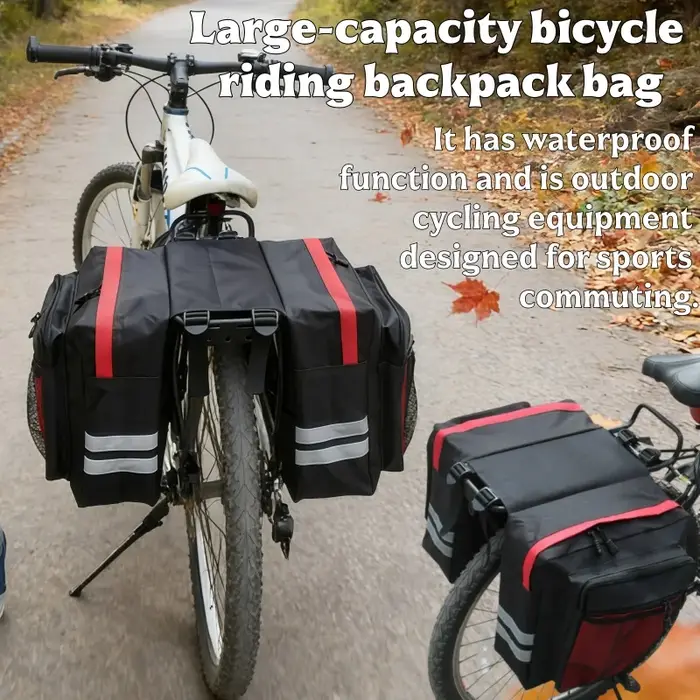 Sac de bagages pour porte-bagages arrière de vélo à double face haute capacité avec sac de voyage durable pour le cyclisme, les trajets quotidiens, les excursions et les voyages à vélo