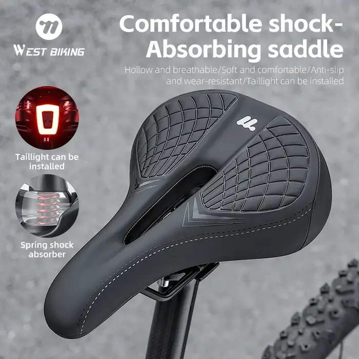 WEST BIKING-Selle de vélo VTT avec feu arrière
