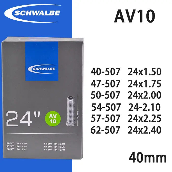 Schwalbe SV9 SV9C SV9A AV10 SV10 24 pouces Tubes de vélo 24 ''chaise de roue de route ultralégère TUBE intérieur SV/AV