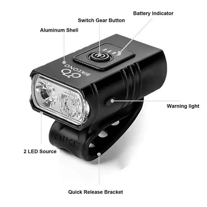 Feu avant arrière de vélo T6 LED avant USB Rechargeable vtt lampe de vélo de montagne phare de vélo