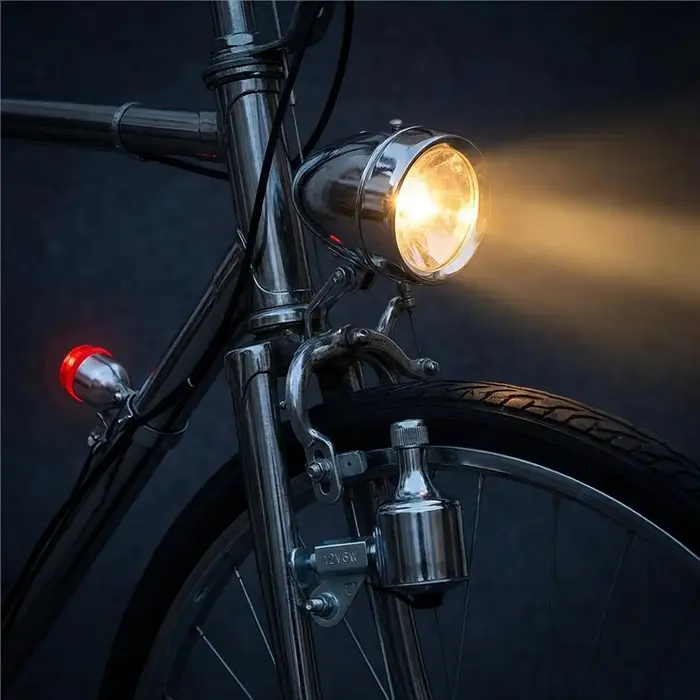 Kit de phare à dynamo pour vélo avec générateur de friction et support métallique pour éclairage de vélo de style vintage