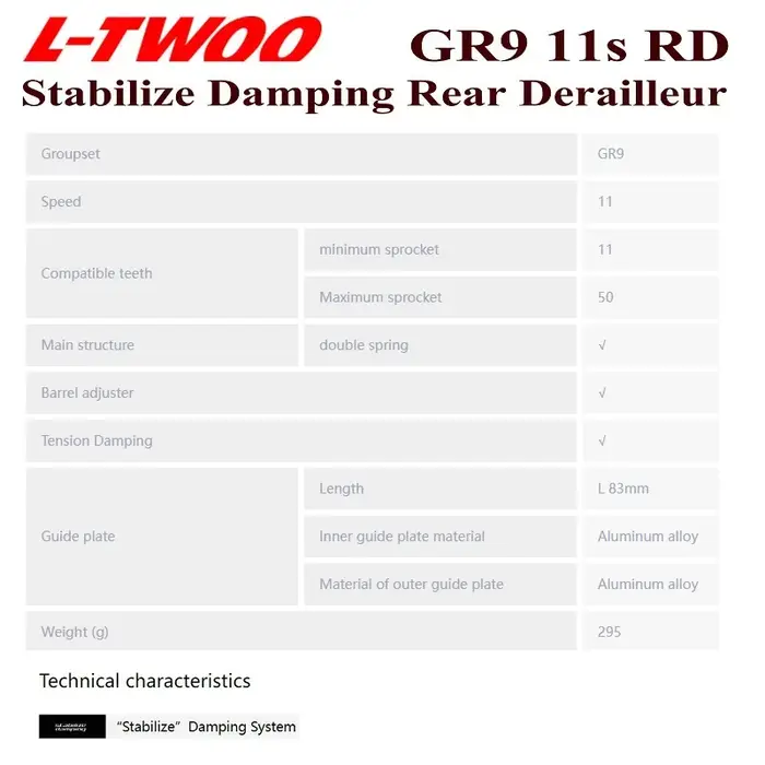 LTWOO hydraulique 11s GR9 1X11 vitesse gravier vélo GR9 dérailleur arrière GR9 1x11S