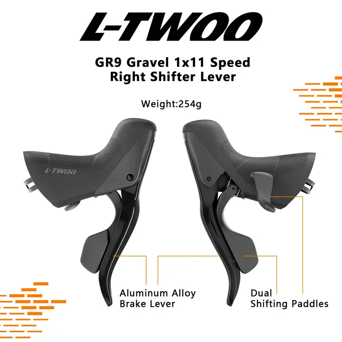 Kit de transmission LTWOO GR9 pour vélo de gravier 1x11 vitesses avec levier de commande mécanique double et dérailleur