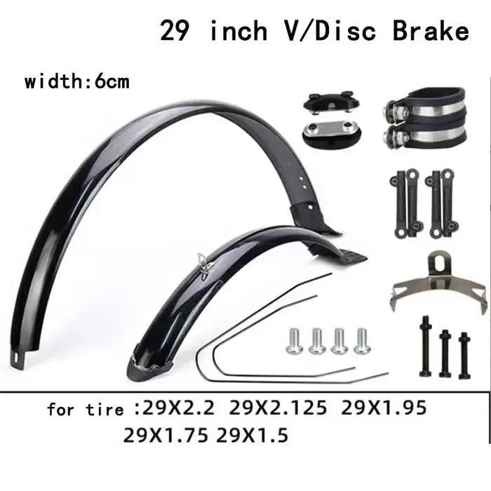 Set de garde-boue avant et arrière en aluminium et plastique technique pour vélo de route VTT et vélo pliant 700C 26 27.5 29 pouces avec double renfort et support réglable