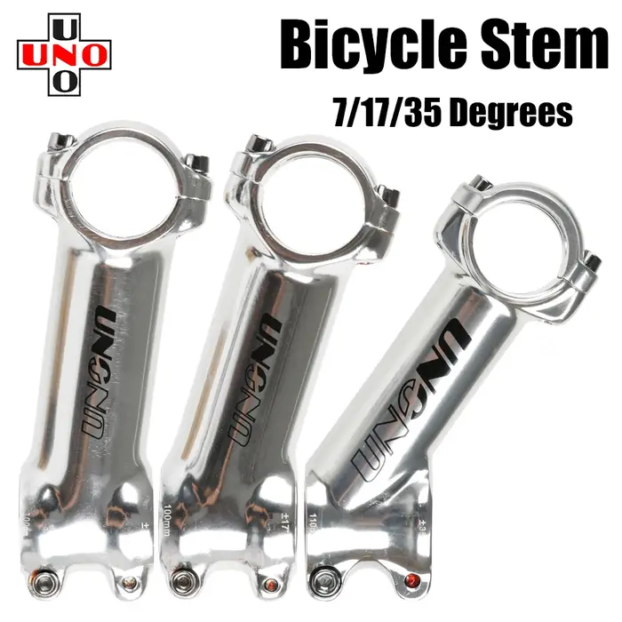 UNO tige de vélo Ultra légère argent 7/17/35 degrés 60 / 70 / 90 / 110 / 120 / 130mm vtt poignée de 