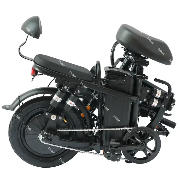 Canada Stock 14 pouces vélo électrique pliant pour femme avec 2 sièges 500W 48V rose