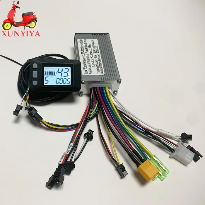 Contrôleur de moteur sans balais pour vélo électrique 24V 36V 48V 350W 20-25A avec écran LCD UART NO.2 P3 pour