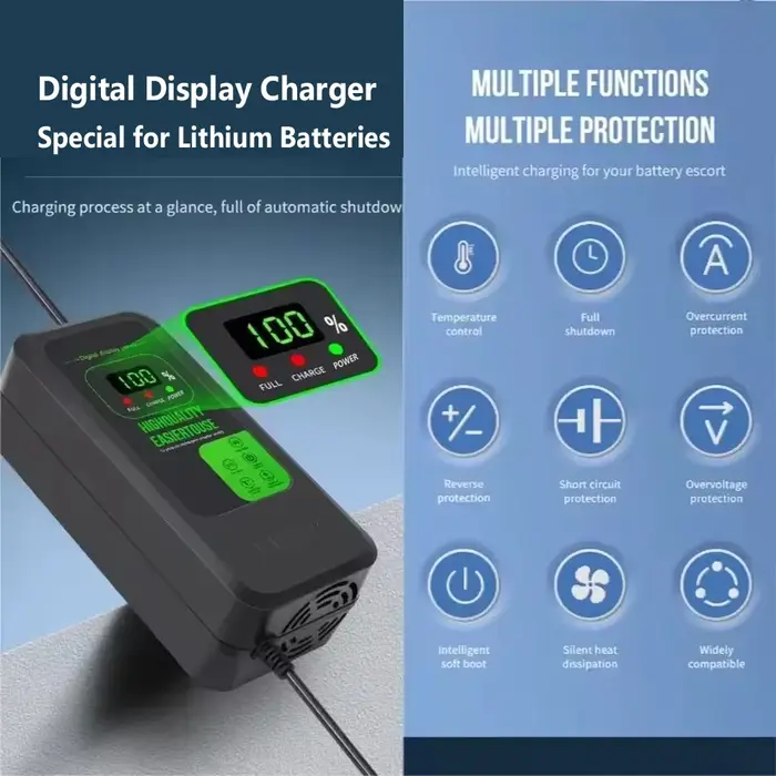 Chargeur de batterie lithium 2A 5A 36V 10S 42V/48V 13S 54.6V/72V 20S 84V pour trottinette électrique, prise DC 36V 48V 72V