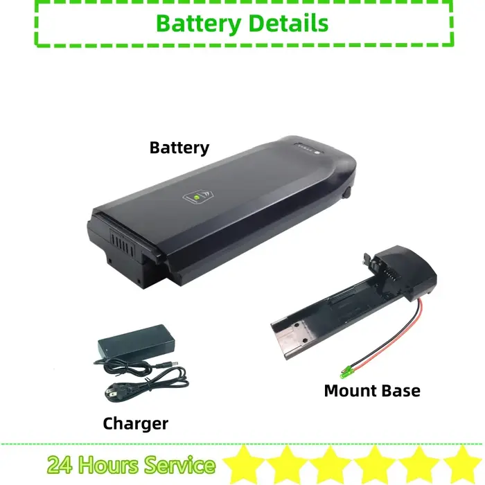 Batterie de vélo électrique de support arrière 36V 7.8Ah 8.8Ah 10Ah 10.4Ah 13Ah 17.5Ah 24V