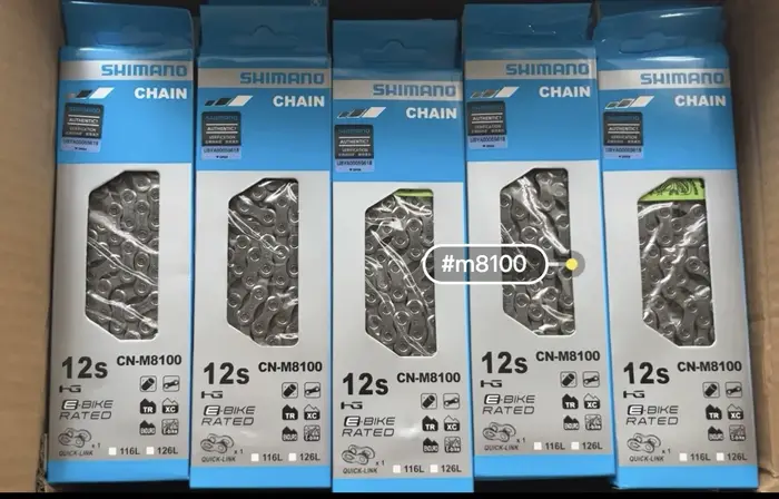 Chaîne de vélo de sport VTT professionnelle SHIMANO CN-M7100 CN-M8100 12 vitesses 126L HG+ SIL-TEC Connecteurs à changement de vitesse rapide et fluide
