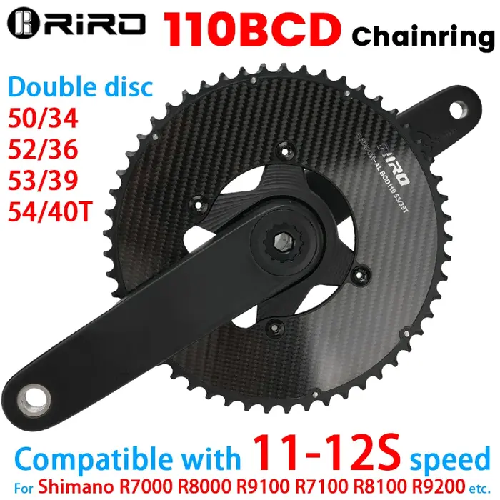 Plateau de pédalier de vélo de route RIRO 110 BCD 50/34 52/36 53/39 54/40T 11/12 vitesses pour Shimano R7000 R8000 R9100 R7100 R8100 R9200