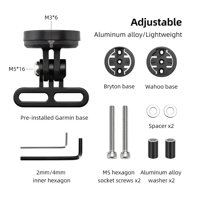 ROCKBROS support de vélo support de lampe de lumière avant support d'extension en alliage d'aluminiu
