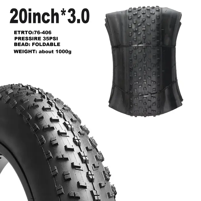 Pneu de vélo électrique pliant robuste en Kevlar Bead de 20 pouces-pneus 26/20 pouces (26x4.0, 20x4.