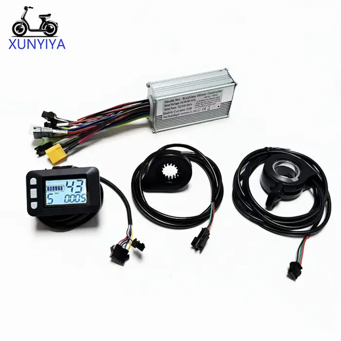 Contrôleur de moteur sans balais pour vélo électrique 25A 24V/36V/48V 350W-500W avec accélérateur P.A.S