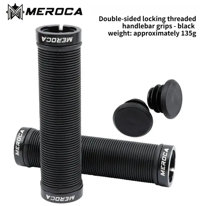 Poignées de vélo MEROCA en caoutchouc, simples ou doubles, pour VTT, avec système de verrouillage, a