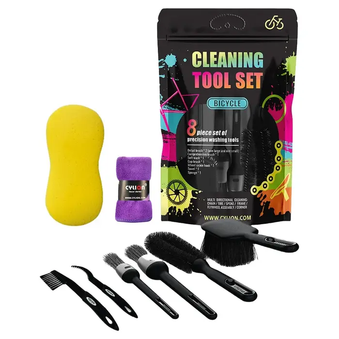 8 pièces ensemble d'outils de nettoyage de vélo Kit de brosse de nettoyage de vélo Kit de nettoyage