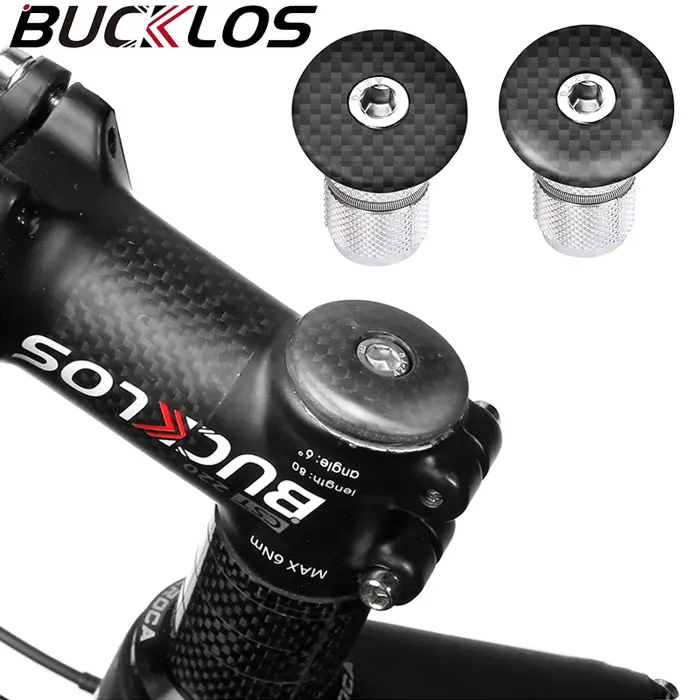 BUCKLOS – bouchon d'extension de casque de vélo en Fiber de carbone, capuchon supérieur avec boulon, ultraléger, pour fourche de route et vtt