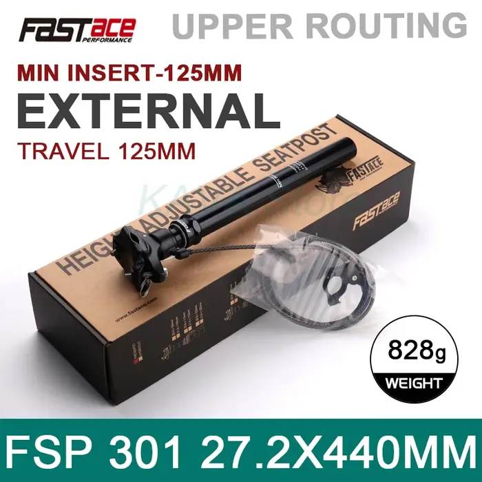 FASTACE tige de selle télescopique 27.2/28.6/30.0/30.4/30.9/31.6/33.9mm compte-gouttes de vélo 440mm routage interne