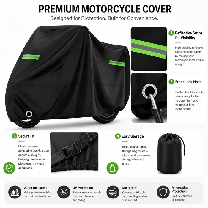 Housse pour vélo et cyclomoteur, tissu Oxford épais 500D, imperméable et résistant aux UV, fermeture éclair pour batterie, pour vélos électriques et sièges enfant, noir
