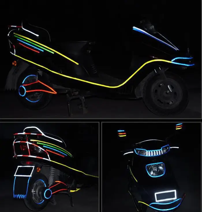1 cm * 8 m autocollants de vélo bande réfléchissante fluorescente vtt bandes