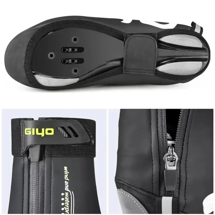 Couvre-chaussure de cyclisme hiver thermique GIYO RD-100 imperméable et réfléchissant en PU et Polyester pour vélo de route et VTT pour homme et femme