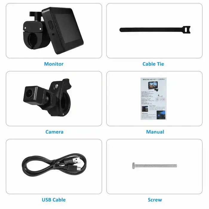 Caméra de recul de vélo 1080P 4,3 pouces écran d'affichage HD surveillance routière en temps réel ca